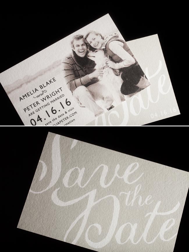 Emory digital photo save the dates + lined envelopes from Smock