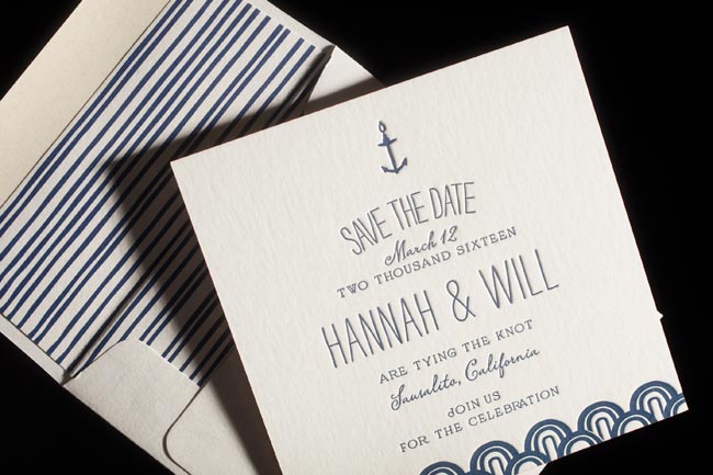 Fremont letterpress save the dates + lined envelopes from Smock