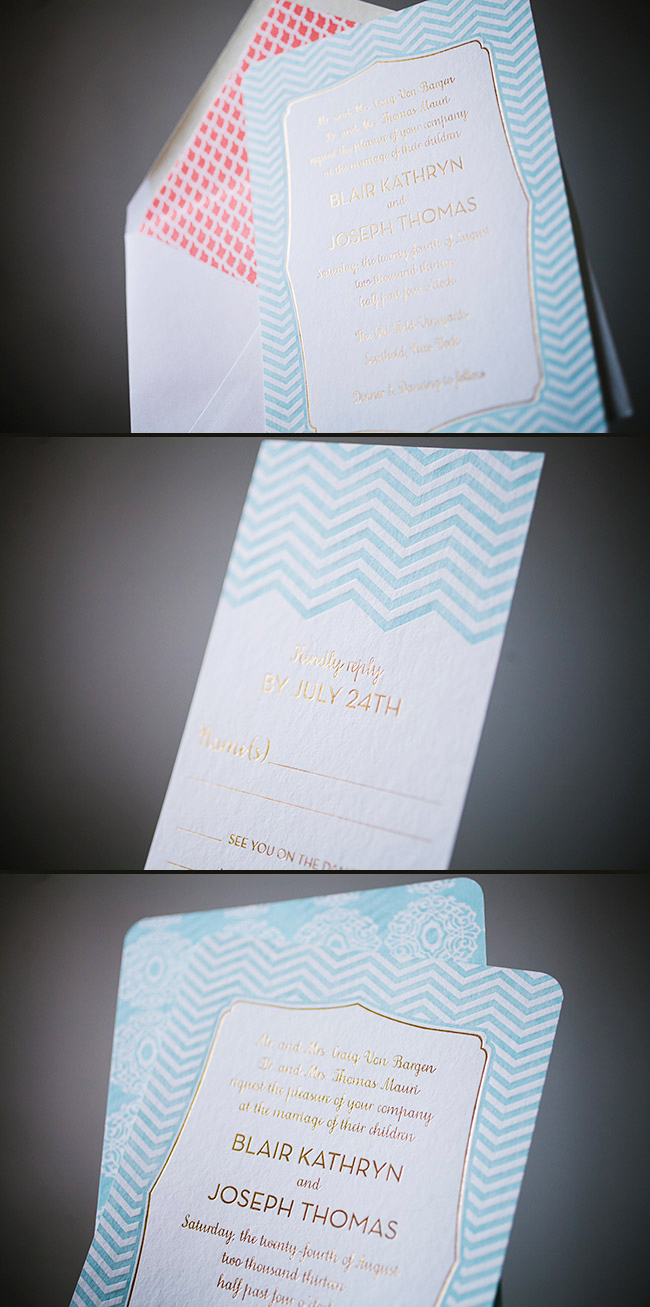 Elegant letterpress & foil stamped wedding invitations