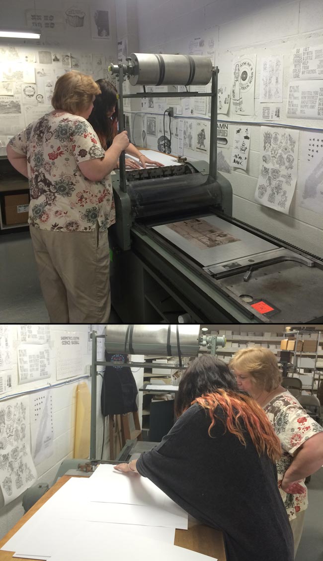 Jessica from Annie P. Paperie visited Smock + Boxcar Press this week!