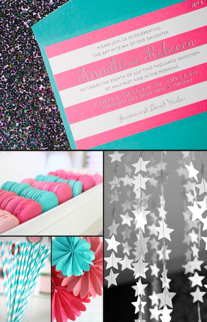Peyton Bat Mitzvah invitations + party ideas from Smock