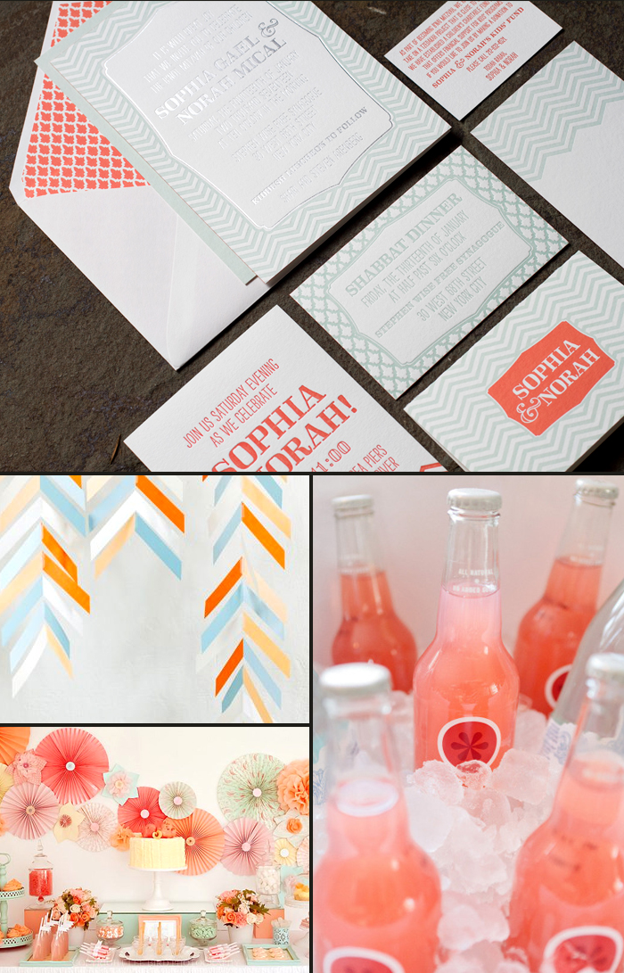 Roxbury B'not Mitzvah letterpress + foil stamped invitations from Smock