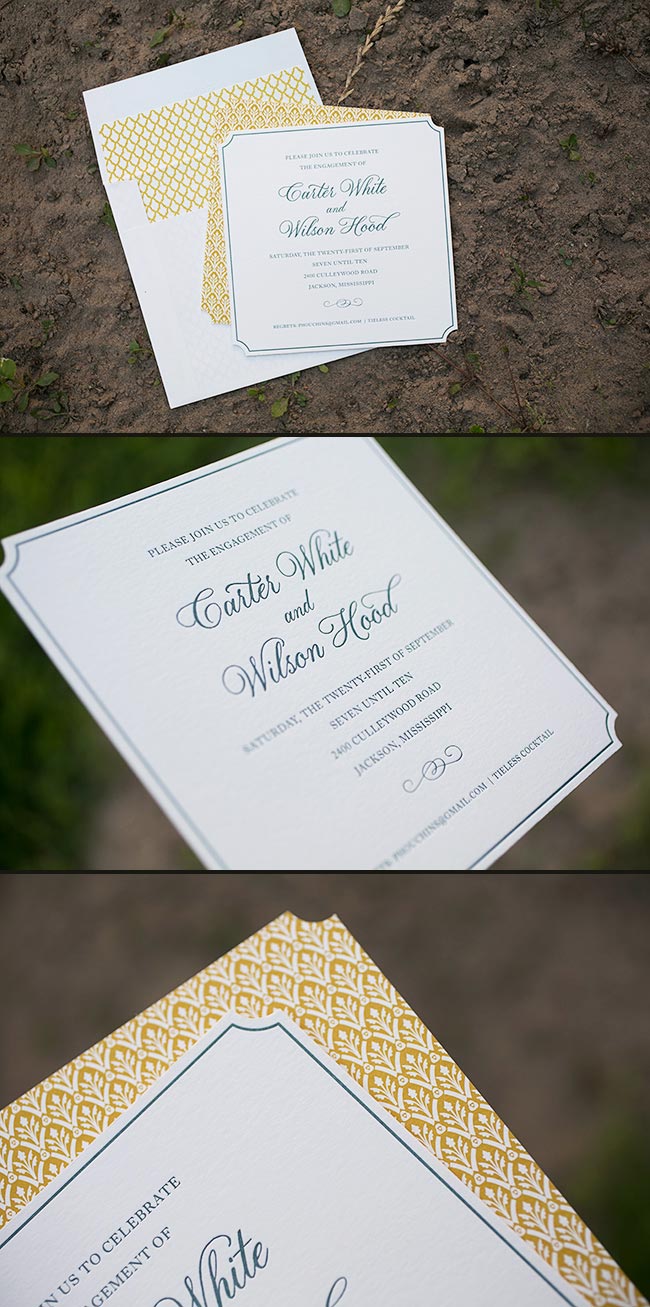 Custom letterpress engagement party invitations from Smock